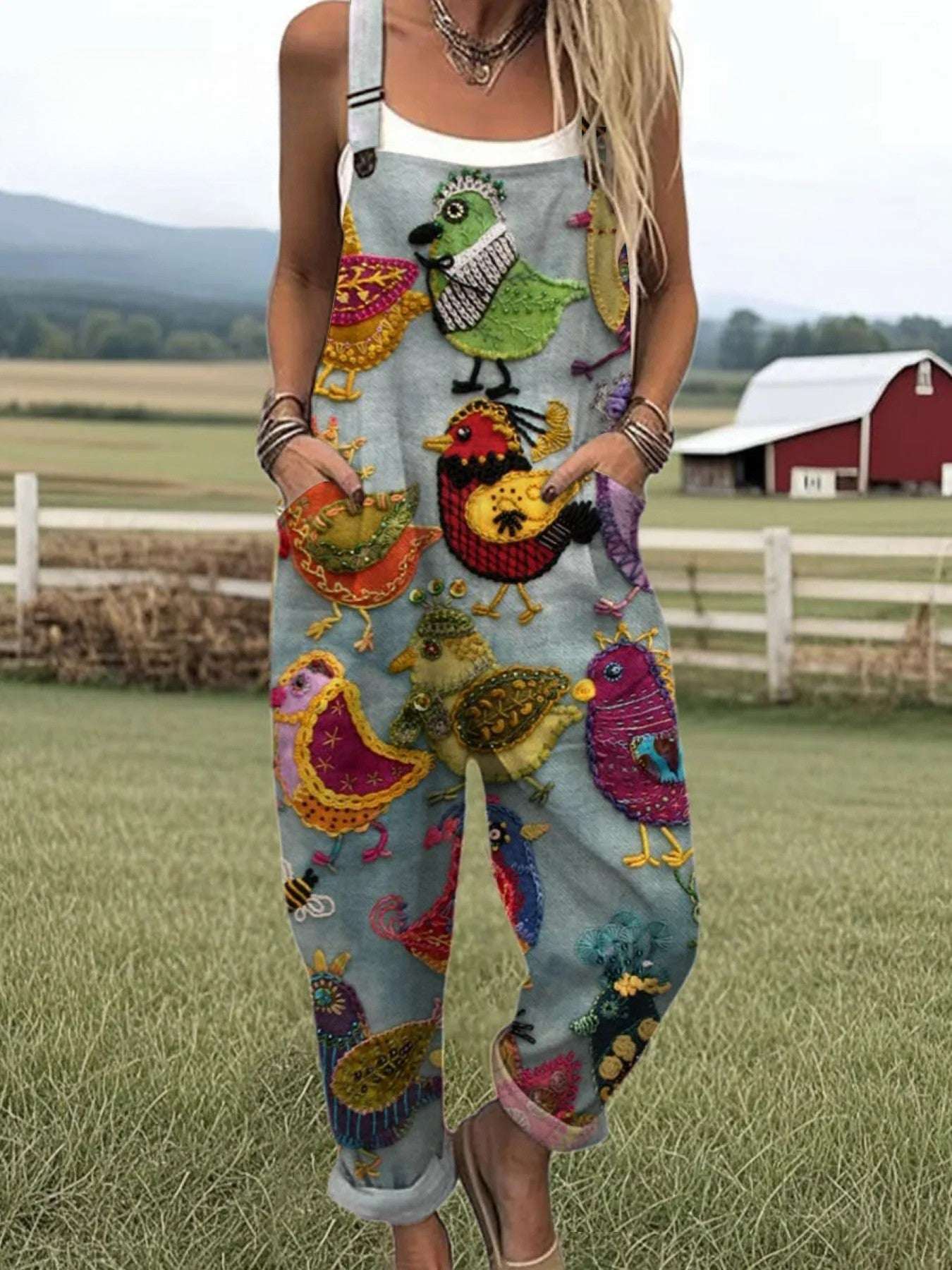 Naomi Colorful Bird Jumpsuit
