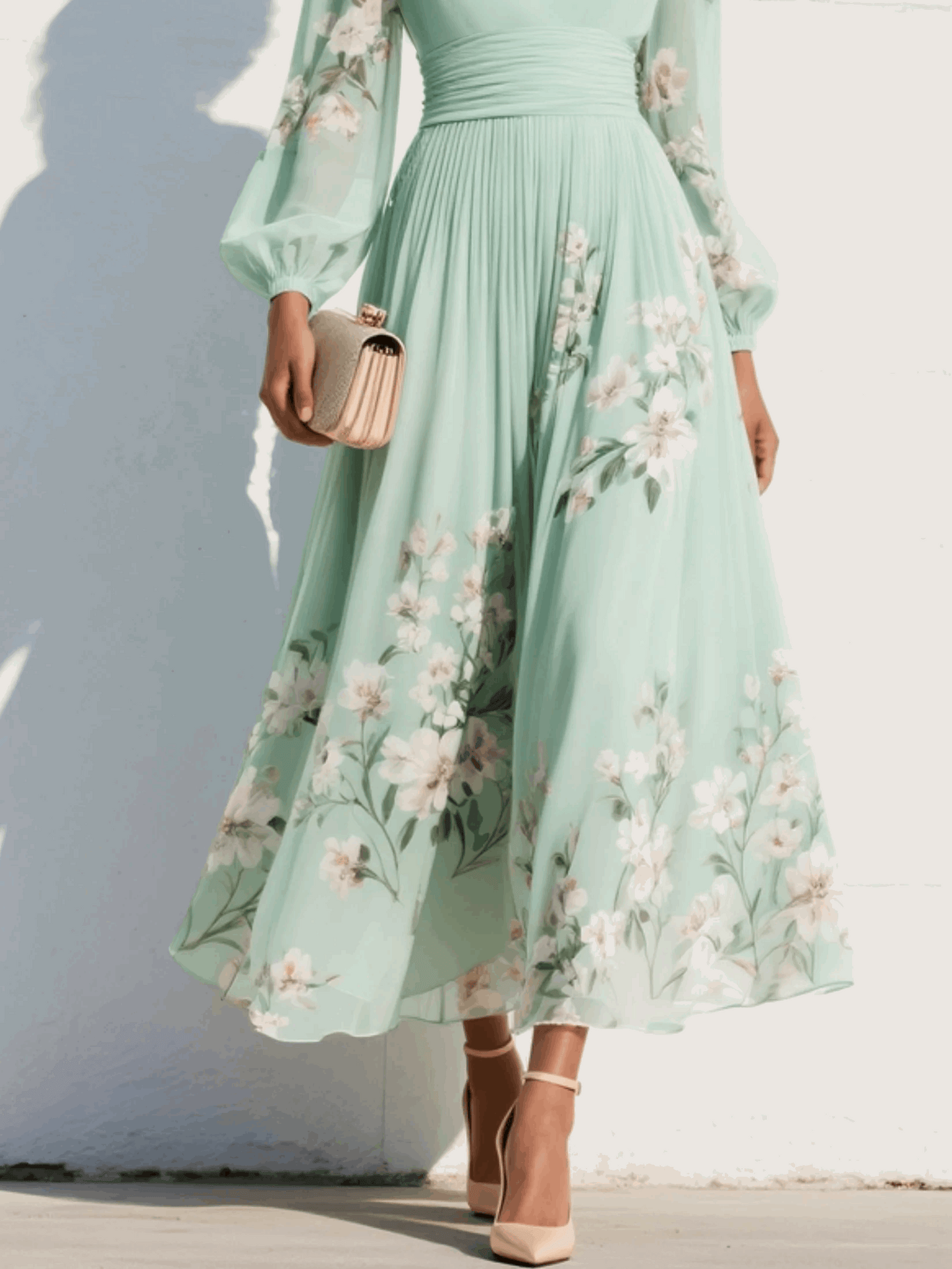 ELYRIA™ – FLORAL CHIFFON MIDI DRESS