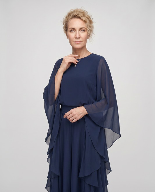 EB AURORA™| CONJUNTO ELEGANTE DE GASA CON VOLANTES