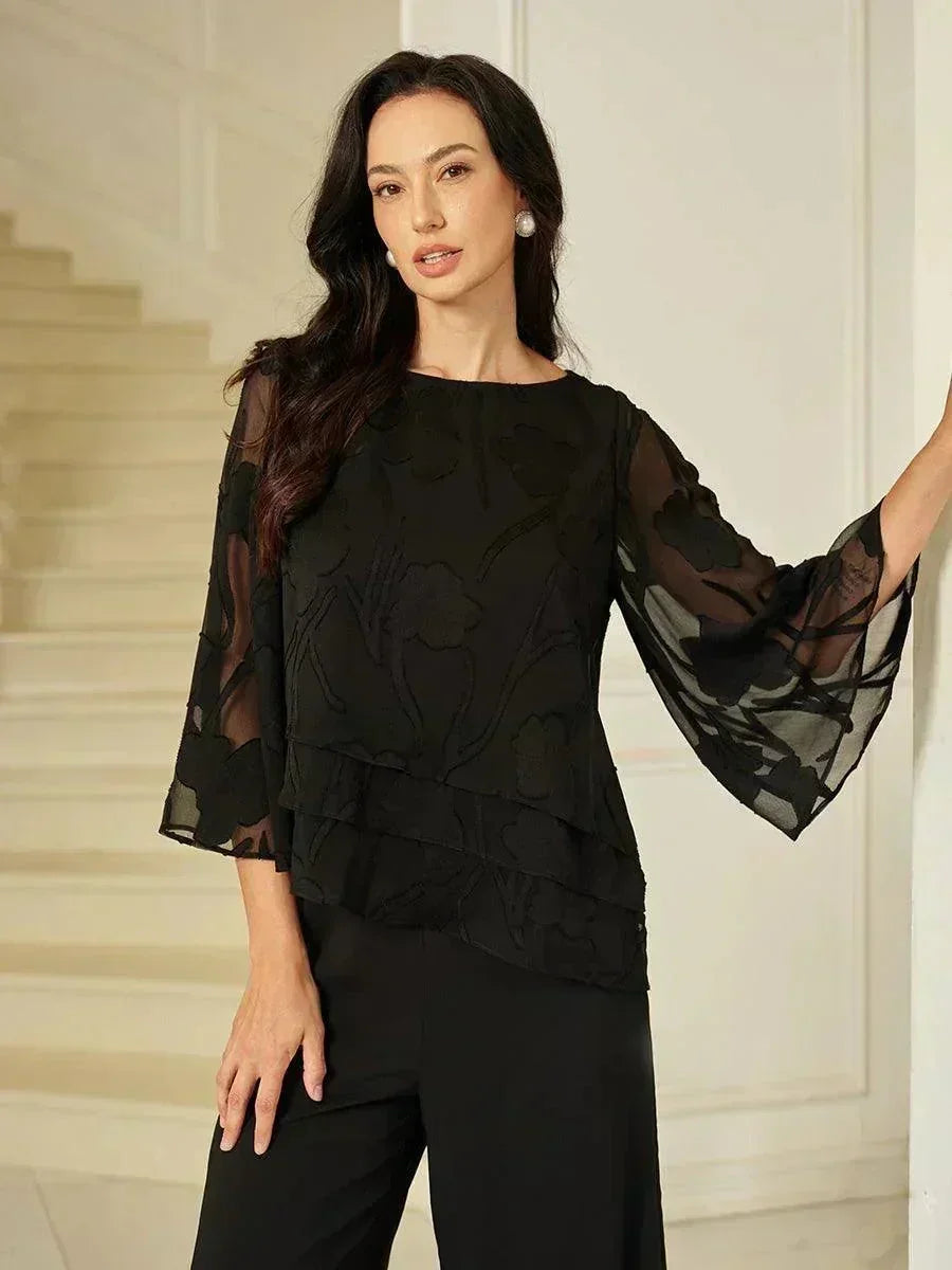 EB BLUSA FLORAL EN CAPAS™ | ELEGANTE SOFISTICADA Y LIGERA
