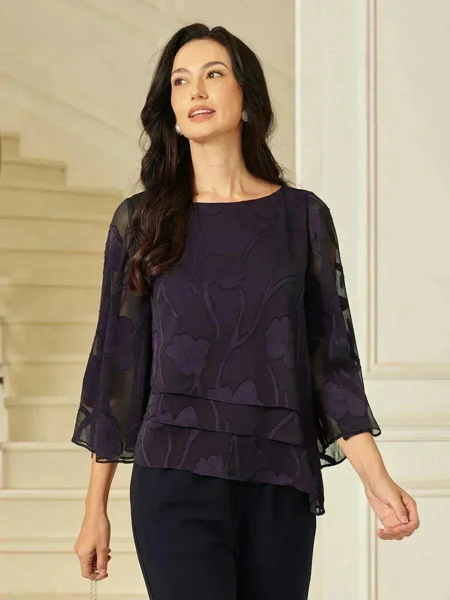 EB BLUSA FLORAL EN CAPAS™ | ELEGANTE SOFISTICADA Y LIGERA