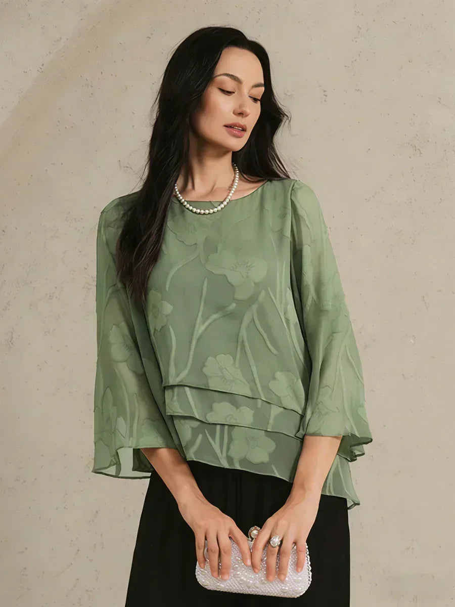 EB BLUSA FLORAL EN CAPAS™ | ELEGANTE SOFISTICADA Y LIGERA
