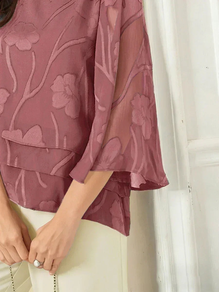 EB BLUSA FLORAL EN CAPAS™ | ELEGANTE SOFISTICADA Y LIGERA