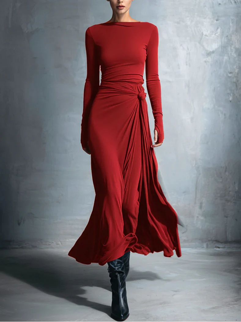 EB VITTORIA™ | VESTIDO LARGO CON LAZO LATERAL
