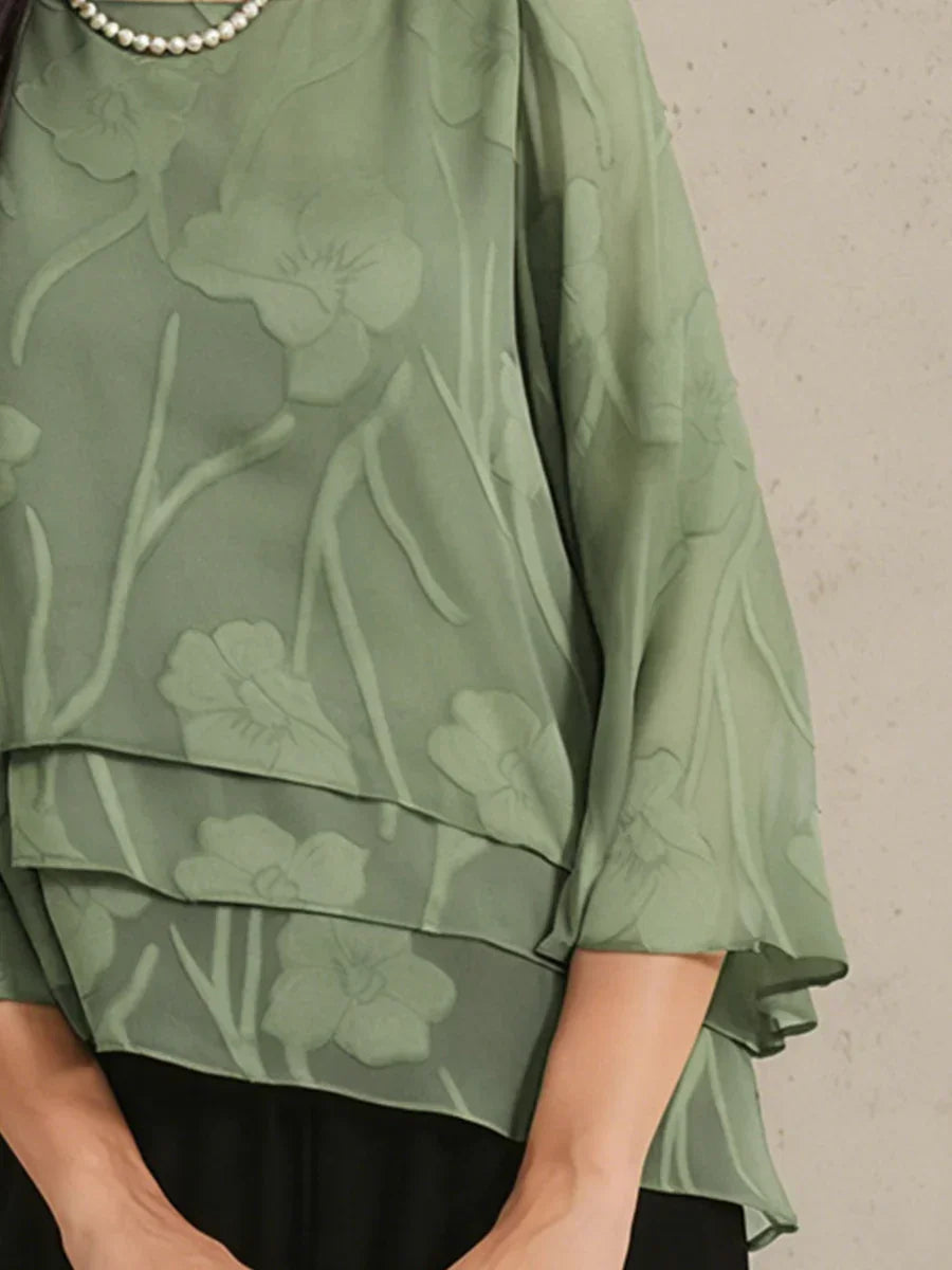 EB BLUSA FLORAL EN CAPAS™ | ELEGANTE SOFISTICADA Y LIGERA