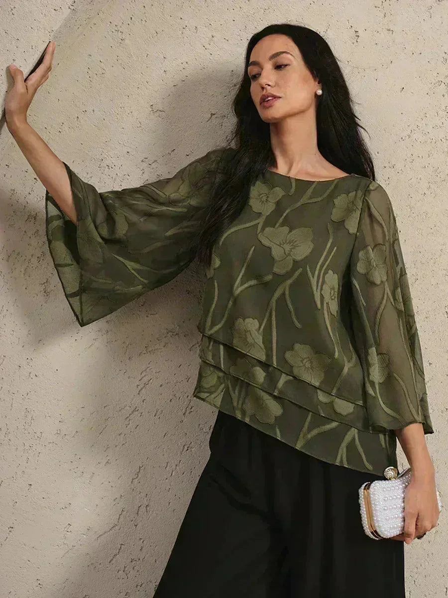 EB BLUSA FLORAL EN CAPAS™ | ELEGANTE SOFISTICADA Y LIGERA
