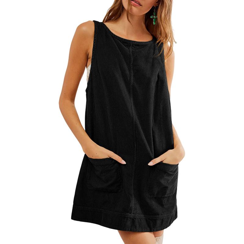 EB CATALEYA™ | VESTIDO PETO DE PANA CON CUELLO REDONDO Y FALDA ACAMPANADA