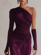 Rosalia™ | Elegante vestido largo morado sexy con un solo hombro