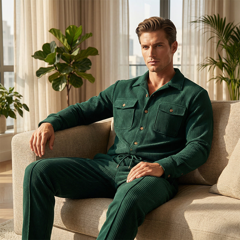 EB Conjunto Premium de Chaqueta y Pantalón de Cuadros para Hombre – Diseño Elegante con Botonadura Moderna