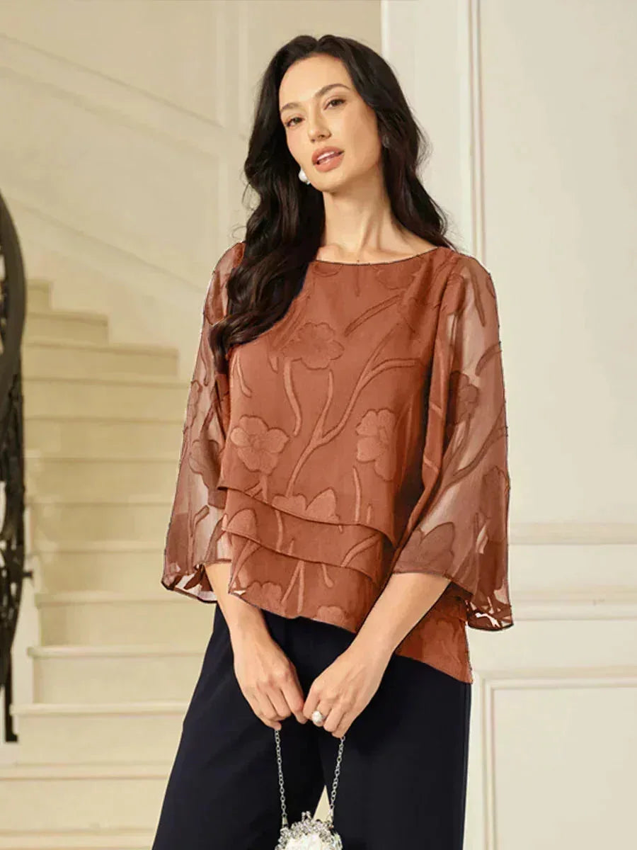EB BLUSA FLORAL EN CAPAS™ | ELEGANTE SOFISTICADA Y LIGERA
