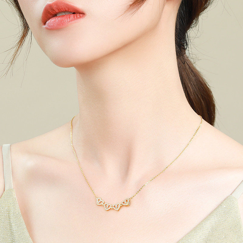 Collar de trébol de cuatro hojas con forma de corazón plegable magnético