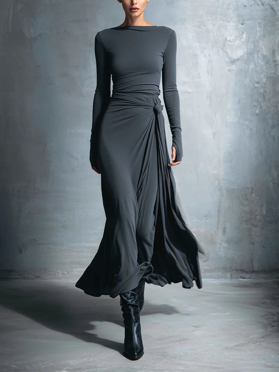 EB VITTORIA™ | VESTIDO LARGO CON LAZO LATERAL