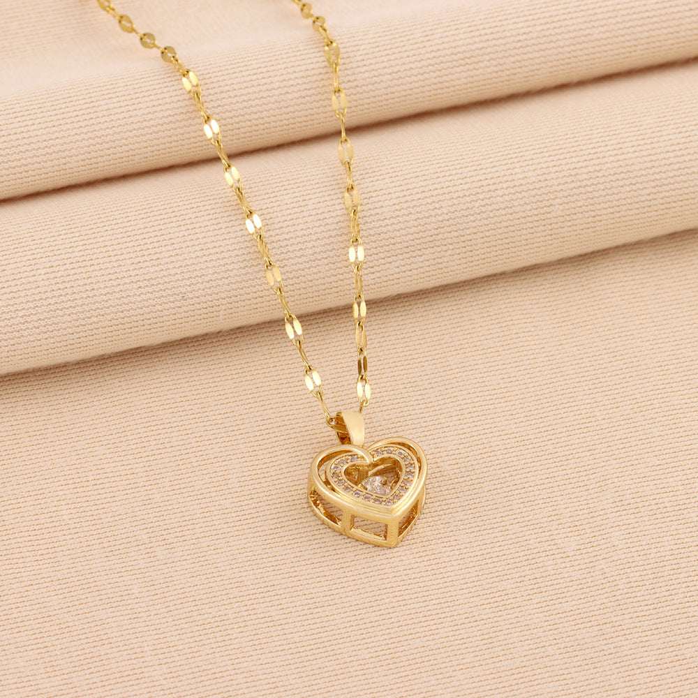 Collar de corazón de doble capa