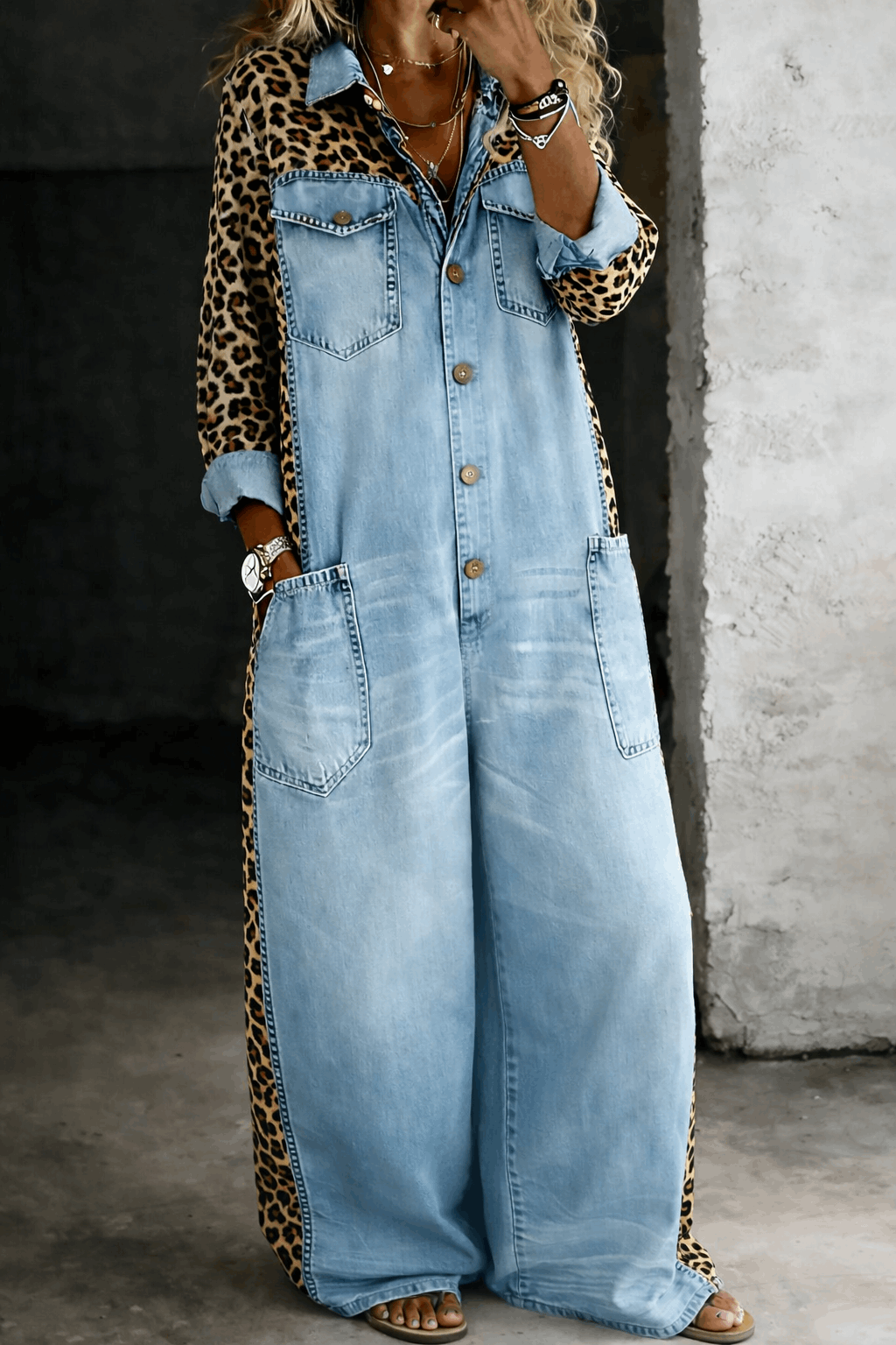 EB EVERLY™ | MONO VAQUERO DE PERNERA ANCHA CON ESTAMPADO LEOPARDO