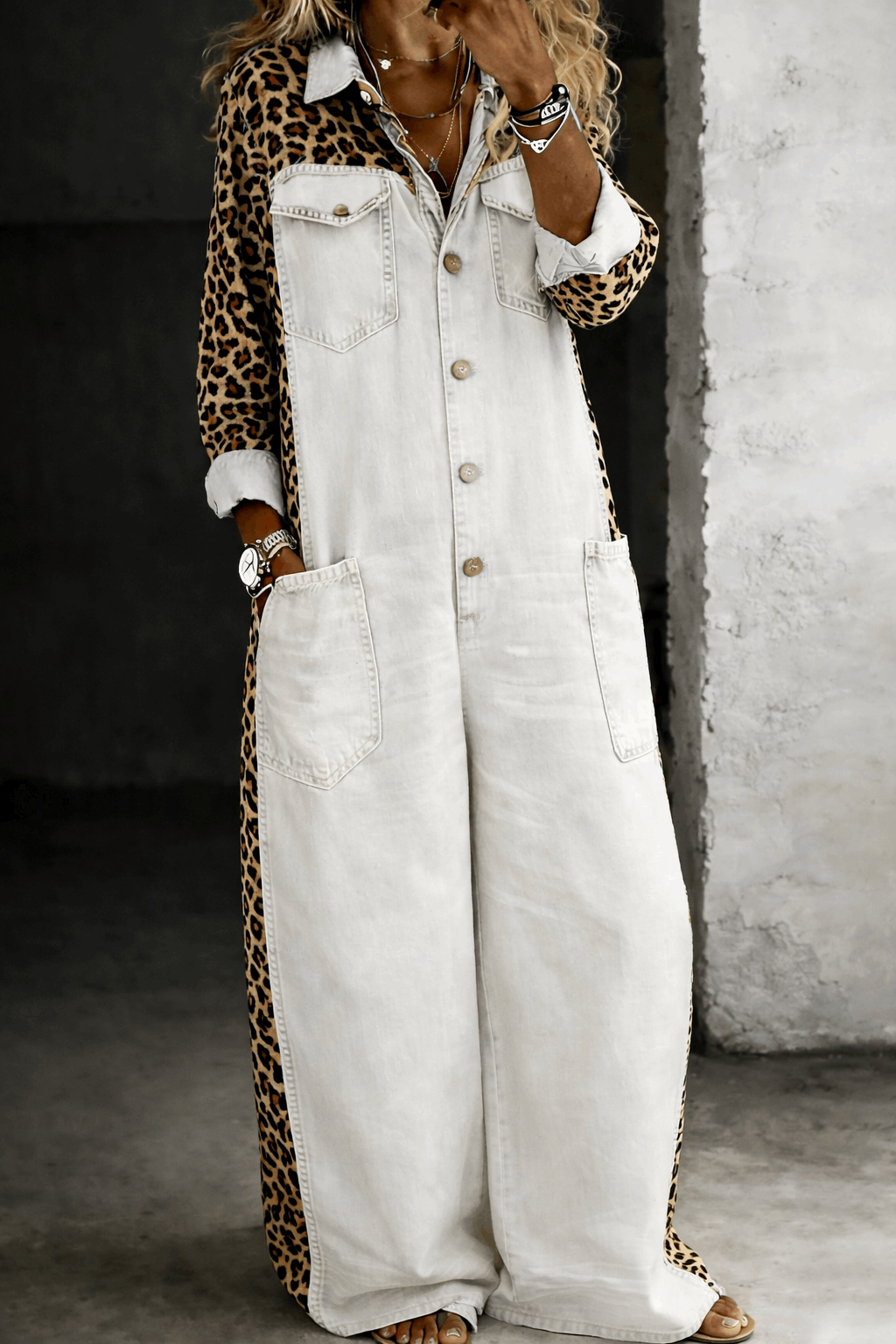 EB EVERLY™ | MONO VAQUERO DE PERNERA ANCHA CON ESTAMPADO LEOPARDO