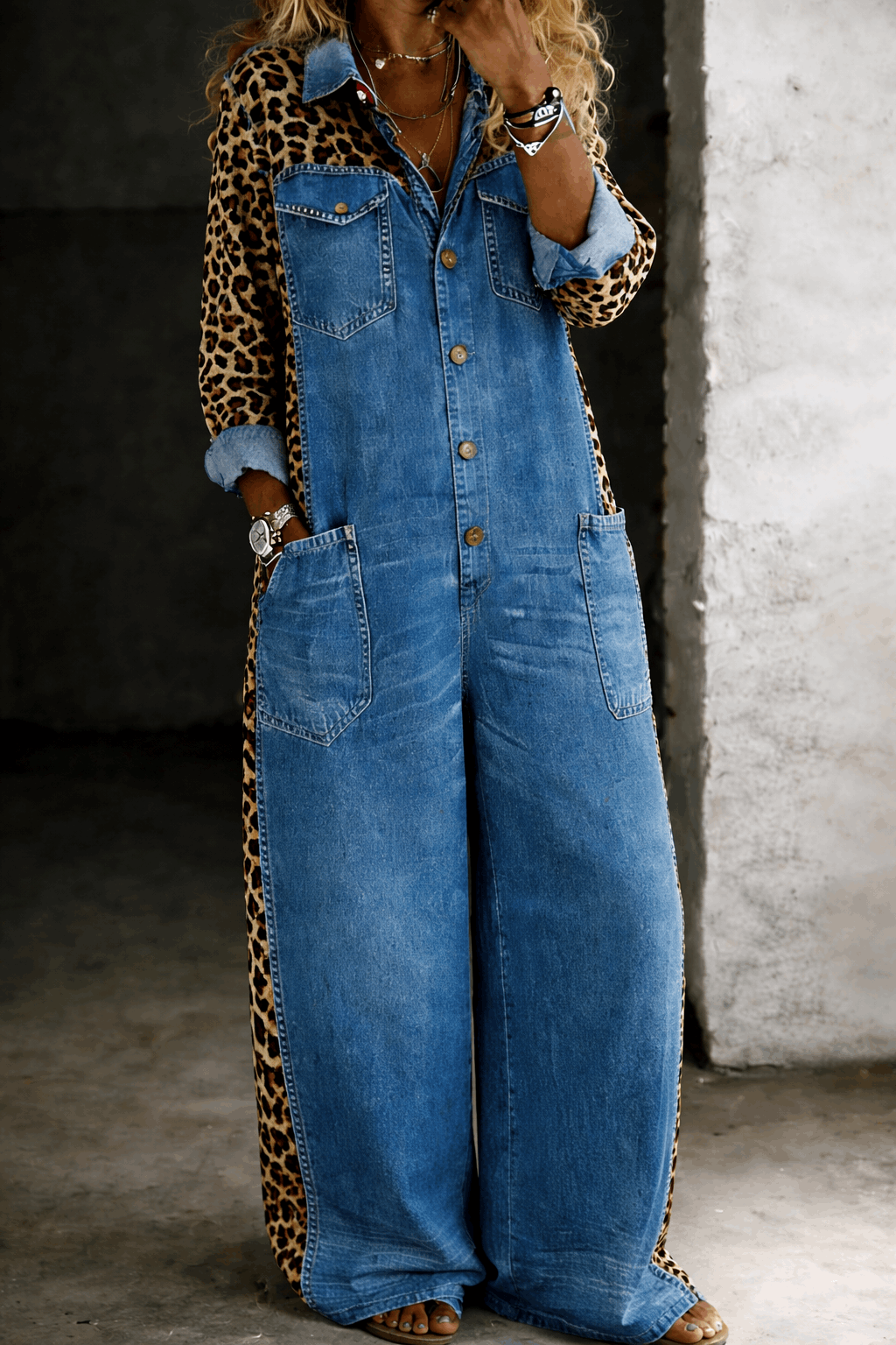 EB EVERLY™ | MONO VAQUERO DE PERNERA ANCHA CON ESTAMPADO LEOPARDO
