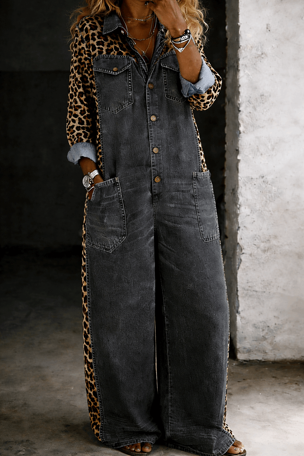 EB EVERLY™ | MONO VAQUERO DE PERNERA ANCHA CON ESTAMPADO LEOPARDO