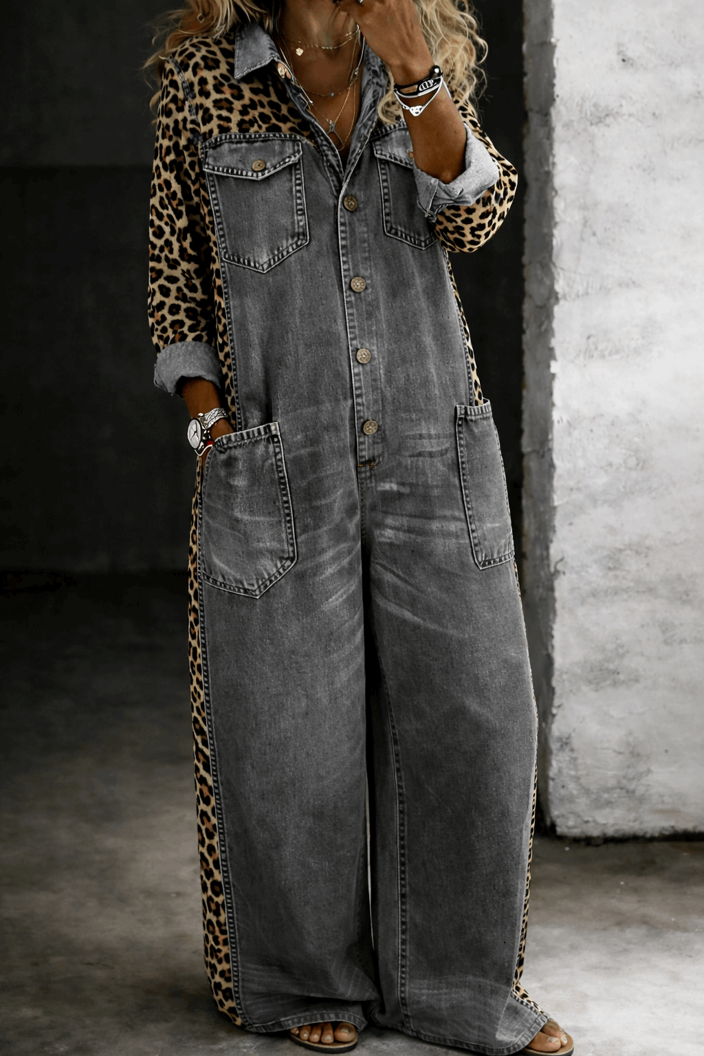 EB EVERLY™ | MONO VAQUERO DE PERNERA ANCHA CON ESTAMPADO LEOPARDO