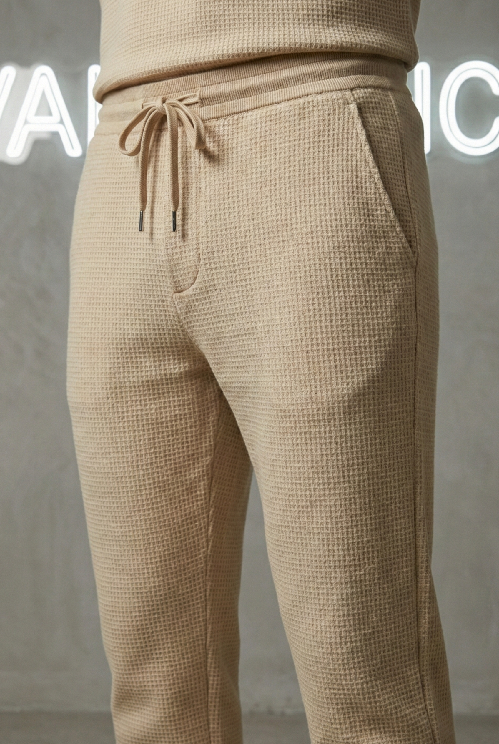 Conjunto de Punto Waffle para Hombre