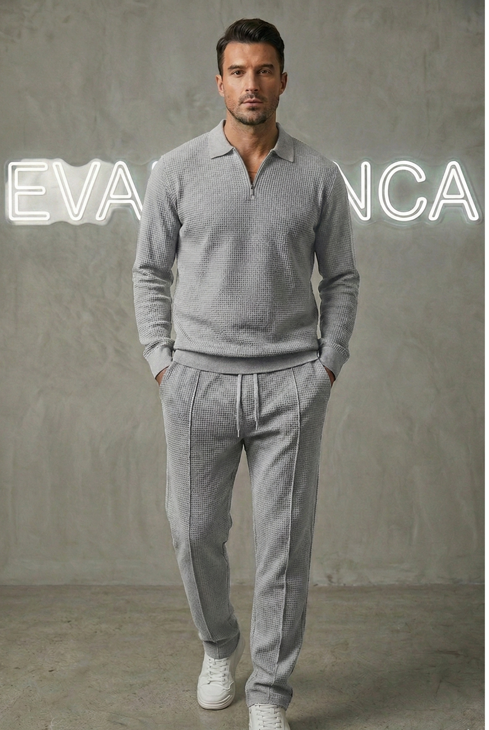 Conjunto de Punto Waffle para Hombre