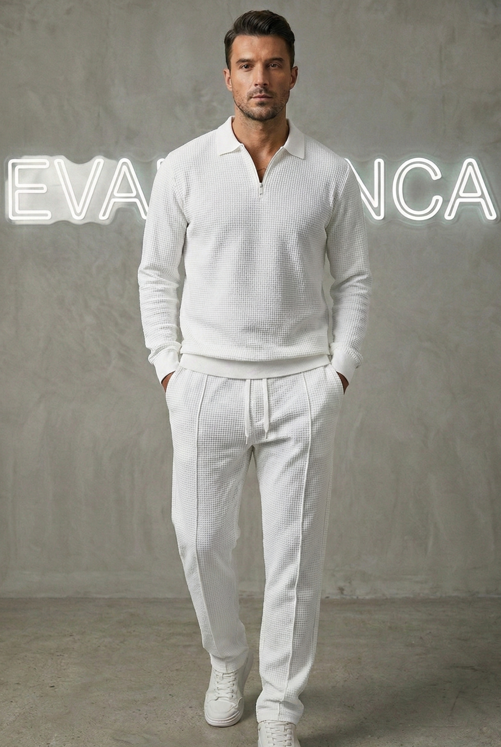 Conjunto de Punto Waffle para Hombre