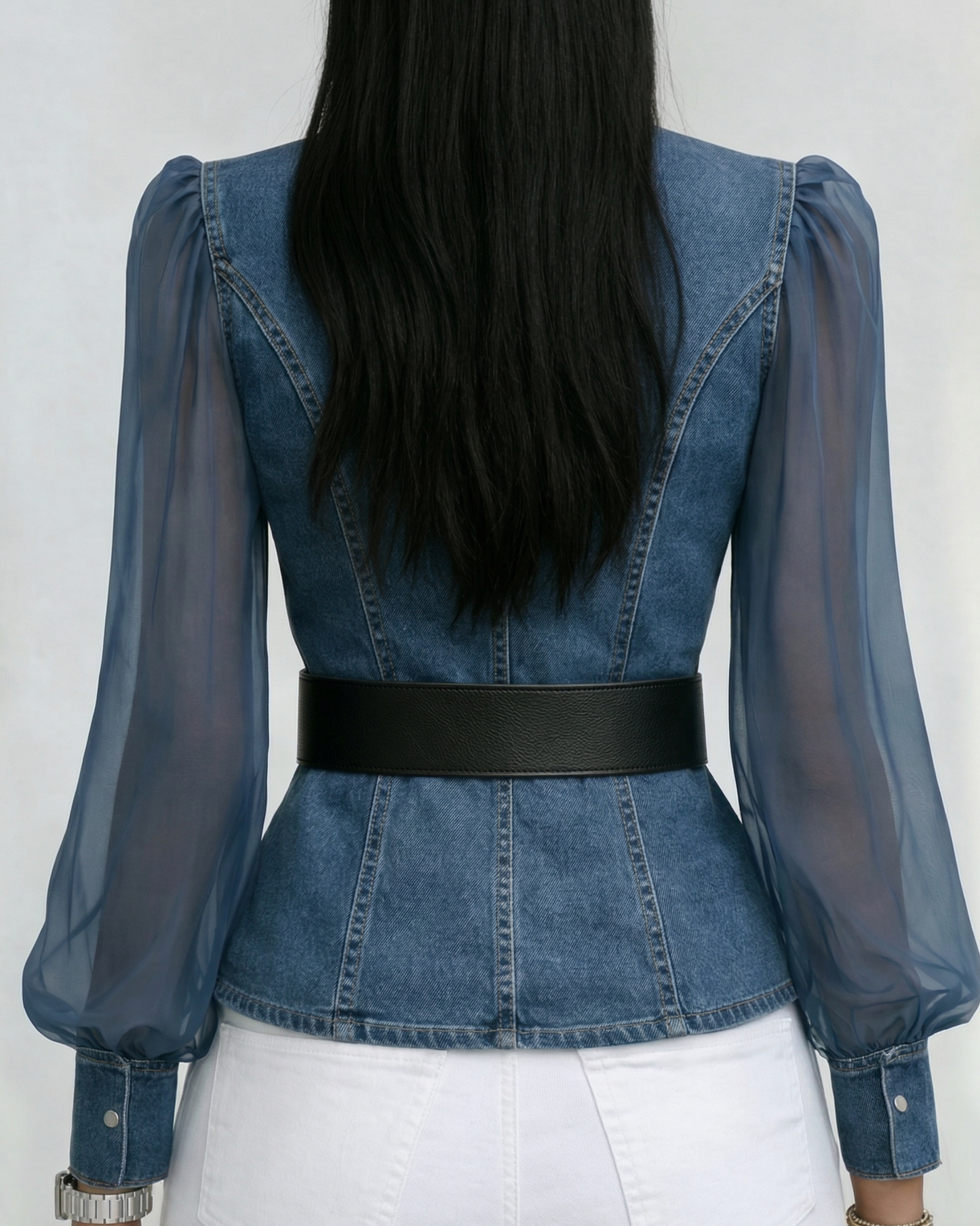 EB ALESSIA™ | BLUSA DENIM CHIC DE SILUETA DEFINIDA