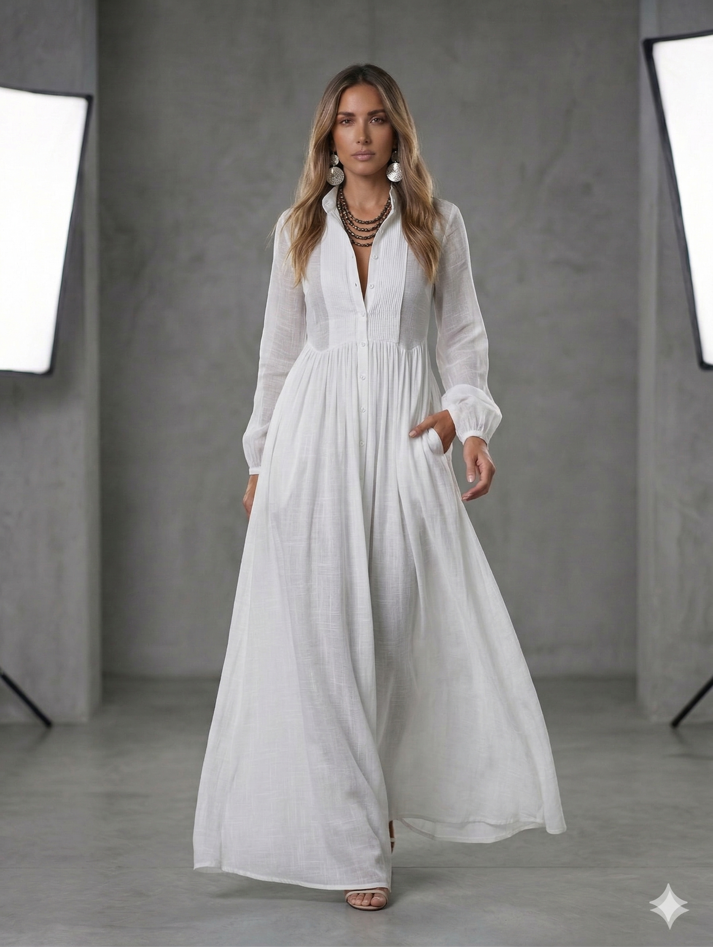 EB ELISA™ | MAXI MINIMALISTA DE ALGODÓN Y LINO CON PATCHWORK