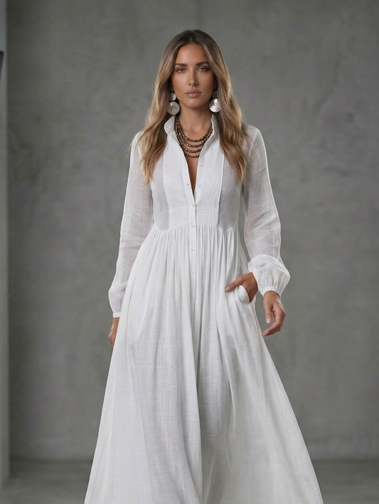 EB ELISA™ | MAXI MINIMALISTA DE ALGODÓN Y LINO CON PATCHWORK