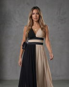 EB Vestido Elegante Valentina – Corte Bicolor Escote V