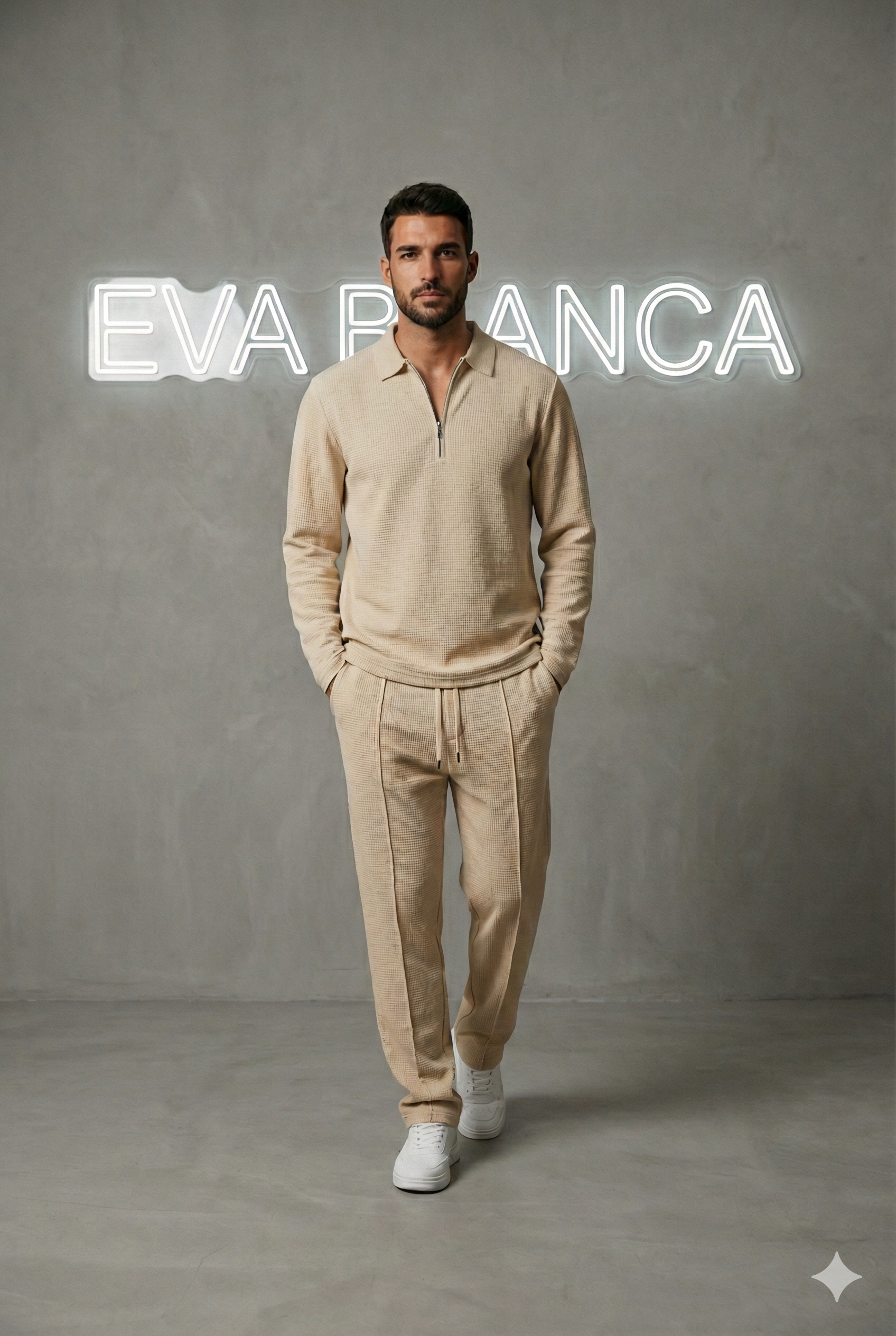 Conjunto de Punto Waffle para Hombre