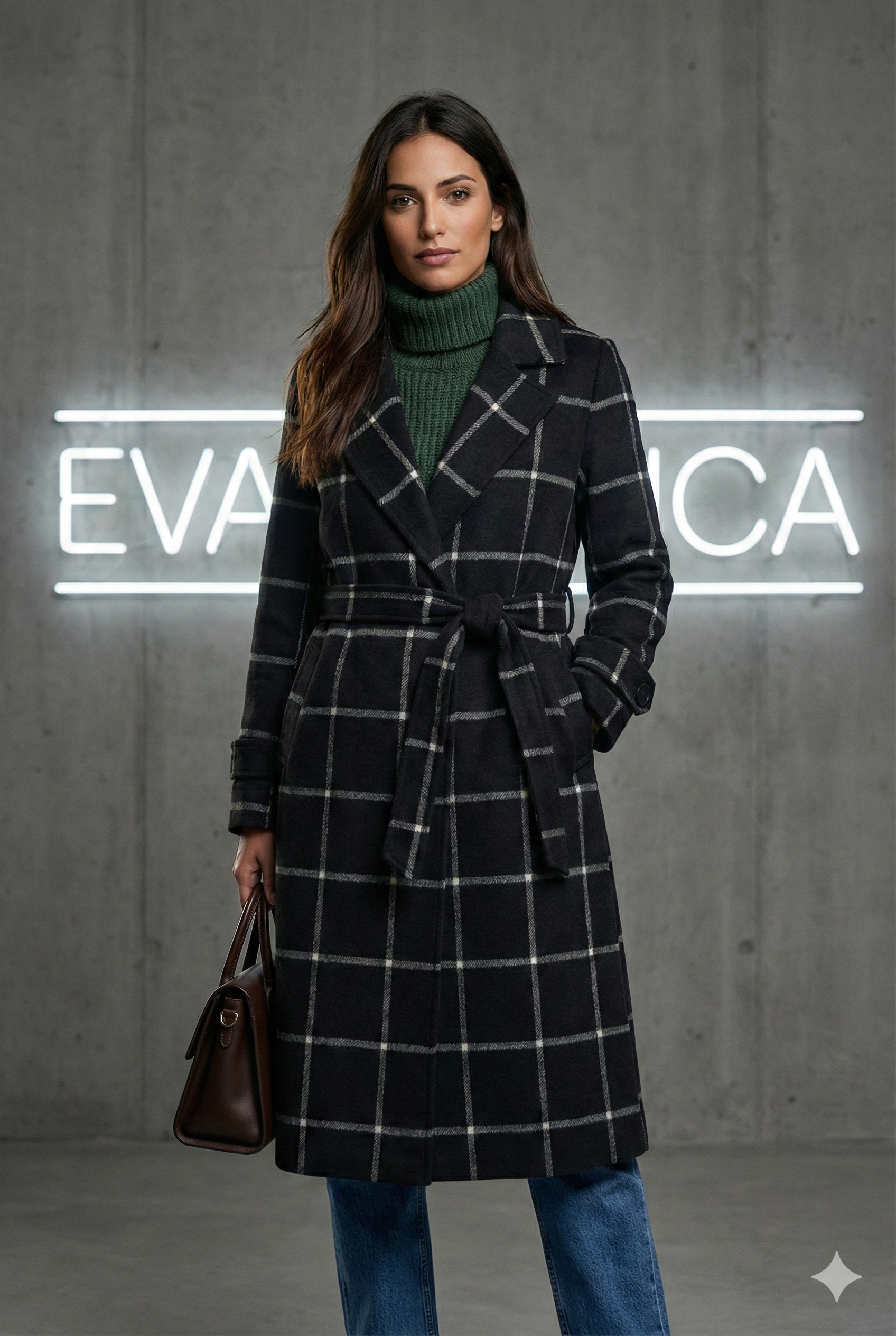 Valeria | Elegante abrigo de lana a cuadros