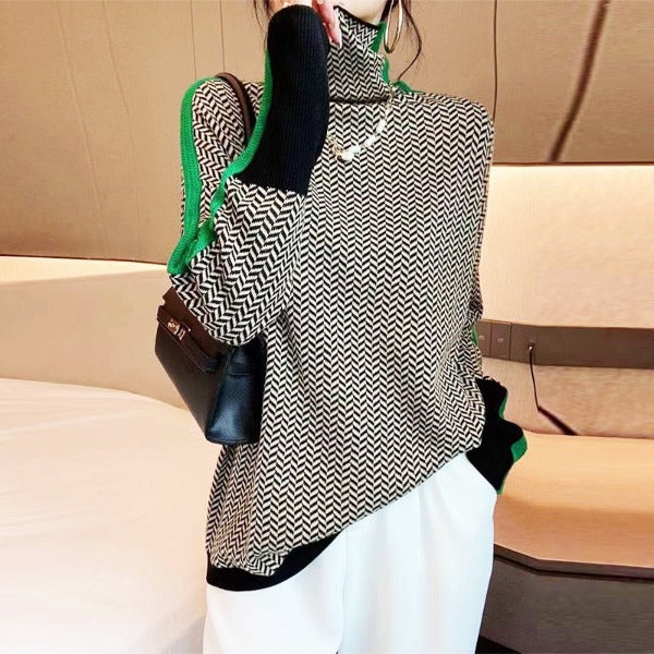 EB Clémence | Jersey de cuello alto con rayas en contraste