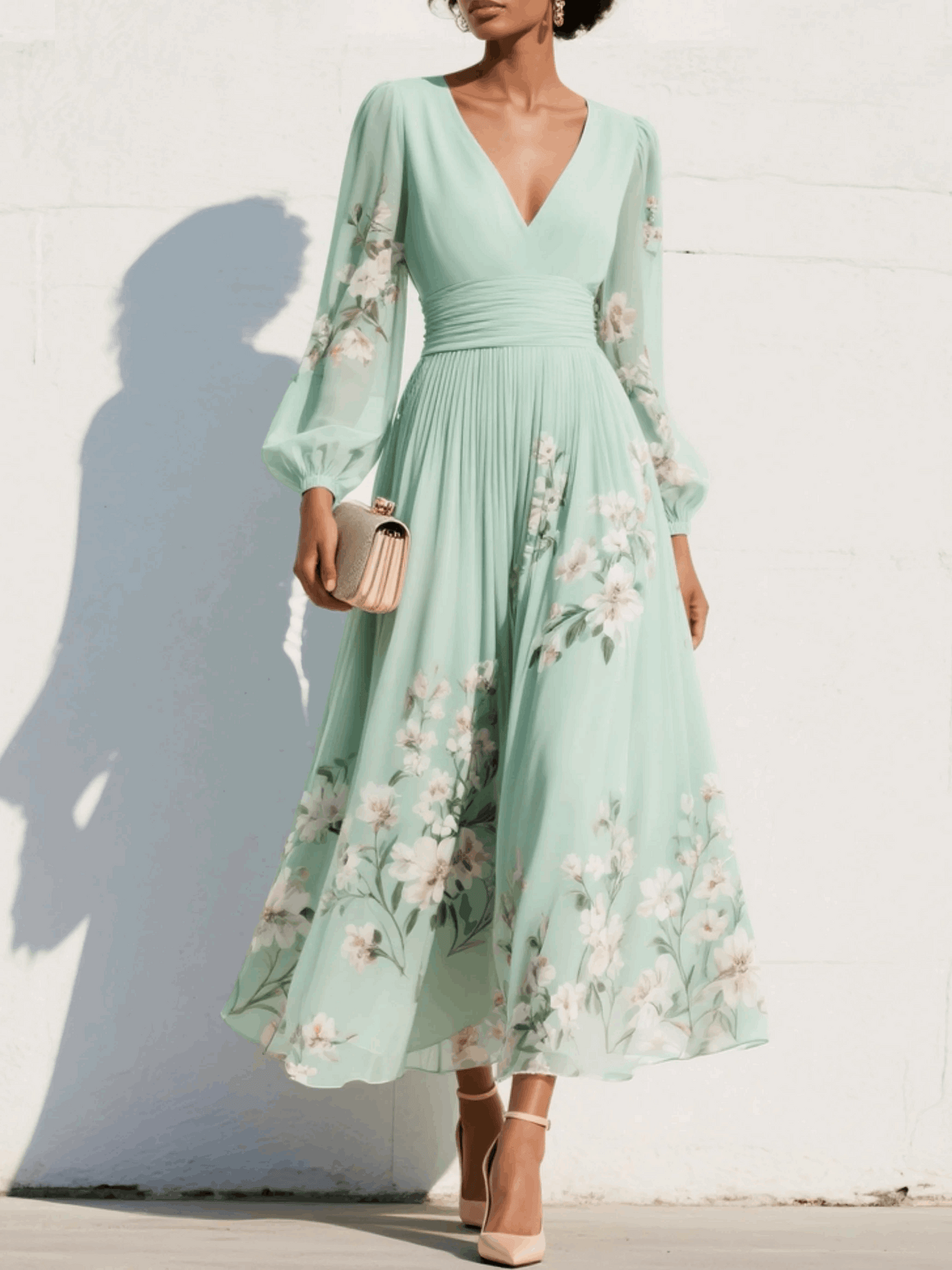 ELYRIA™ – FLORAL CHIFFON MIDI DRESS