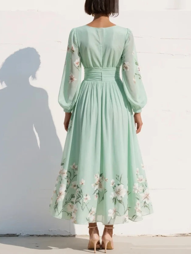ELYRIA™ – FLORAL CHIFFON MIDI DRESS