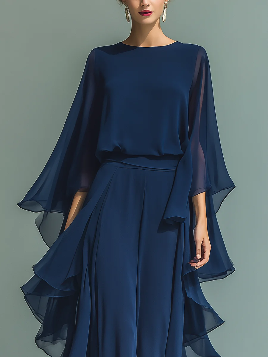 EB AURORA™ | CONJUNTO ELEGANTE DE GASA CON VOLANTES