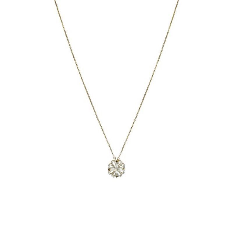 Collar de trébol de cuatro hojas con forma de corazón plegable magnético