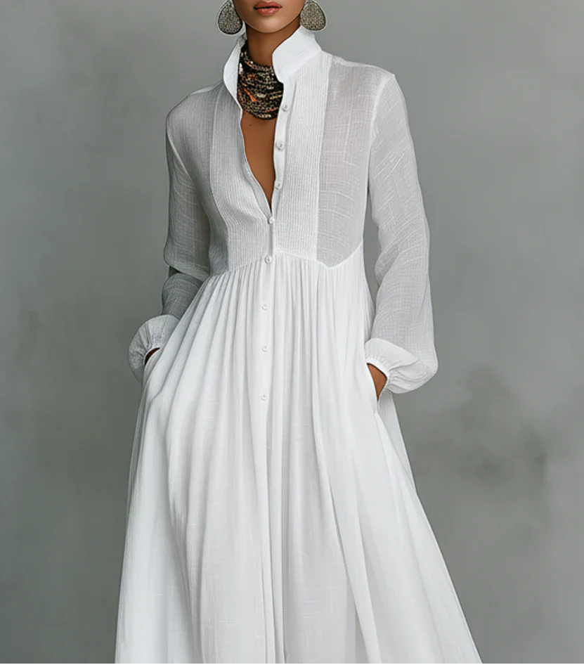 EB ELISA™ | MAXI MINIMALISTA DE ALGODÓN Y LINO CON PATCHWORK