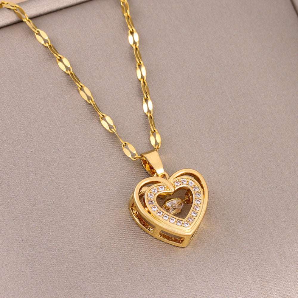 Collar de corazón de doble capa