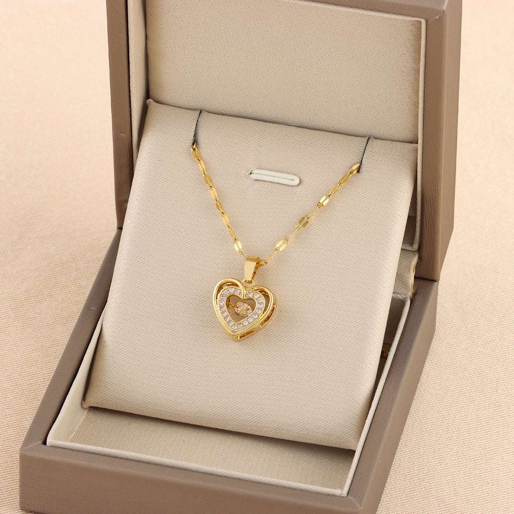 Collar de corazón de doble capa