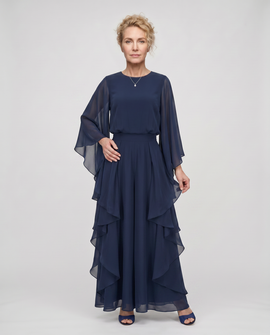 EB AURORA™| CONJUNTO ELEGANTE DE GASA CON VOLANTES