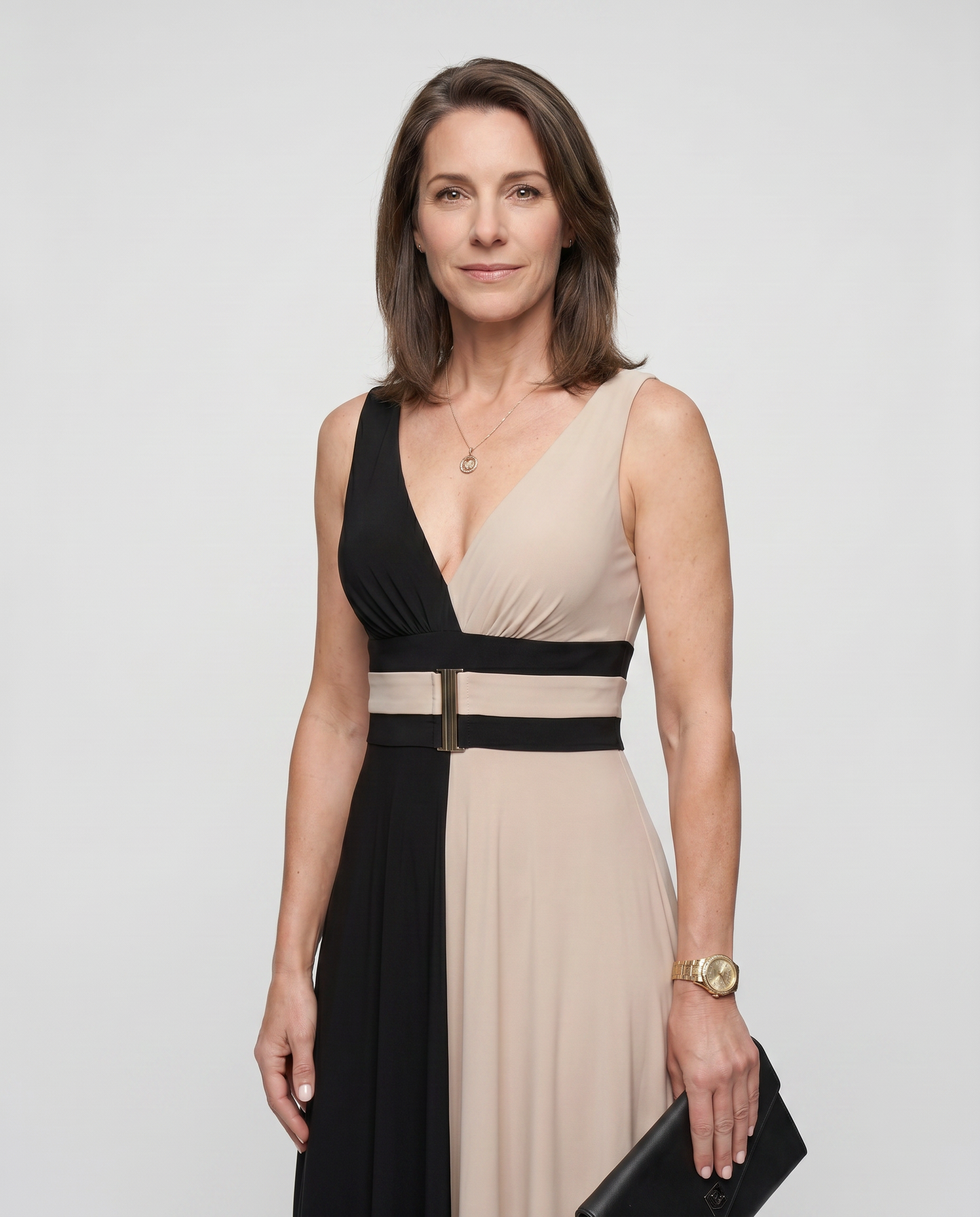 EB VALENTINA™ | VESTIDO ELEGANTE CORTE BICOLOR ESCOTE V