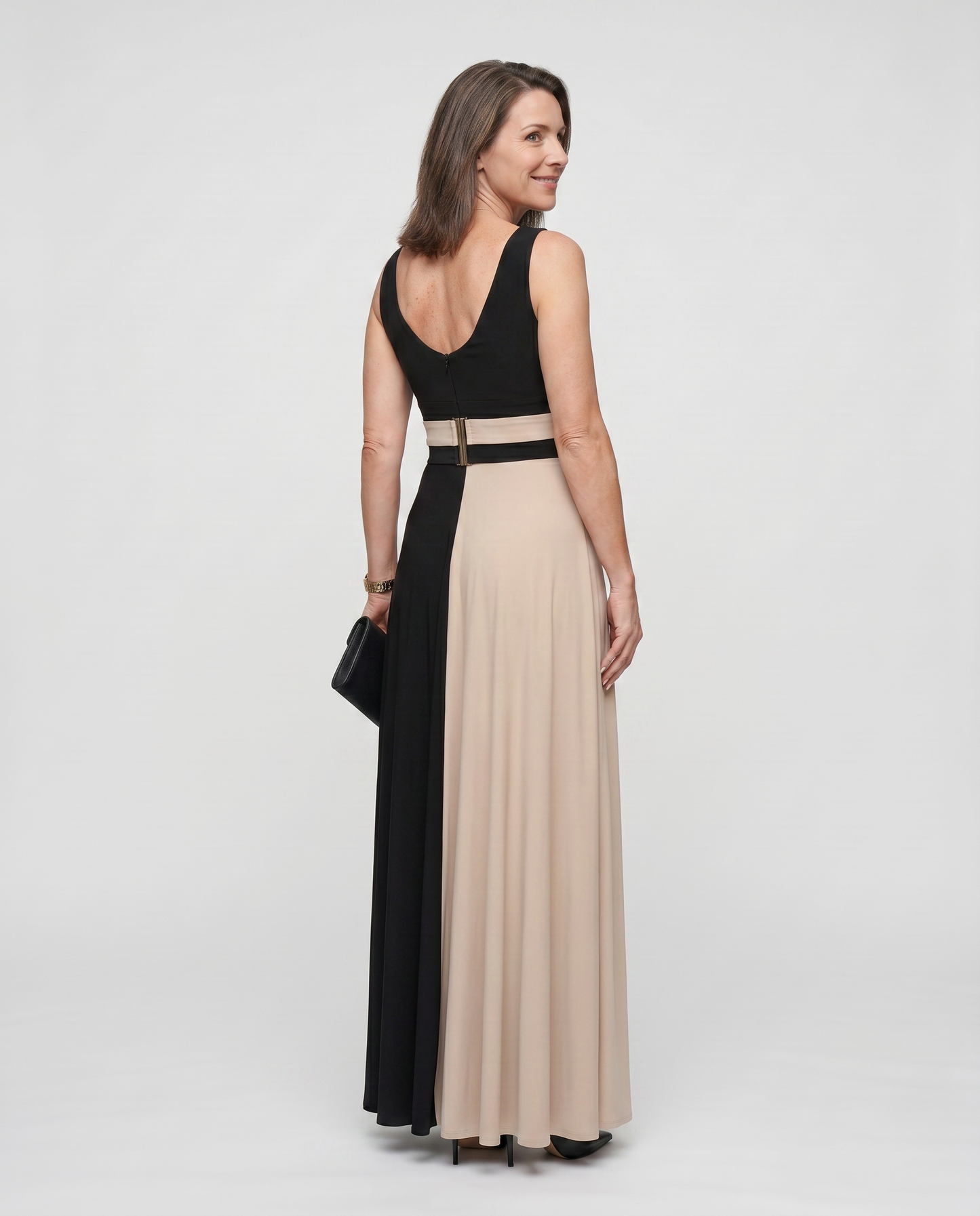 EB VALENTINA™ | VESTIDO ELEGANTE CORTE BICOLOR ESCOTE V