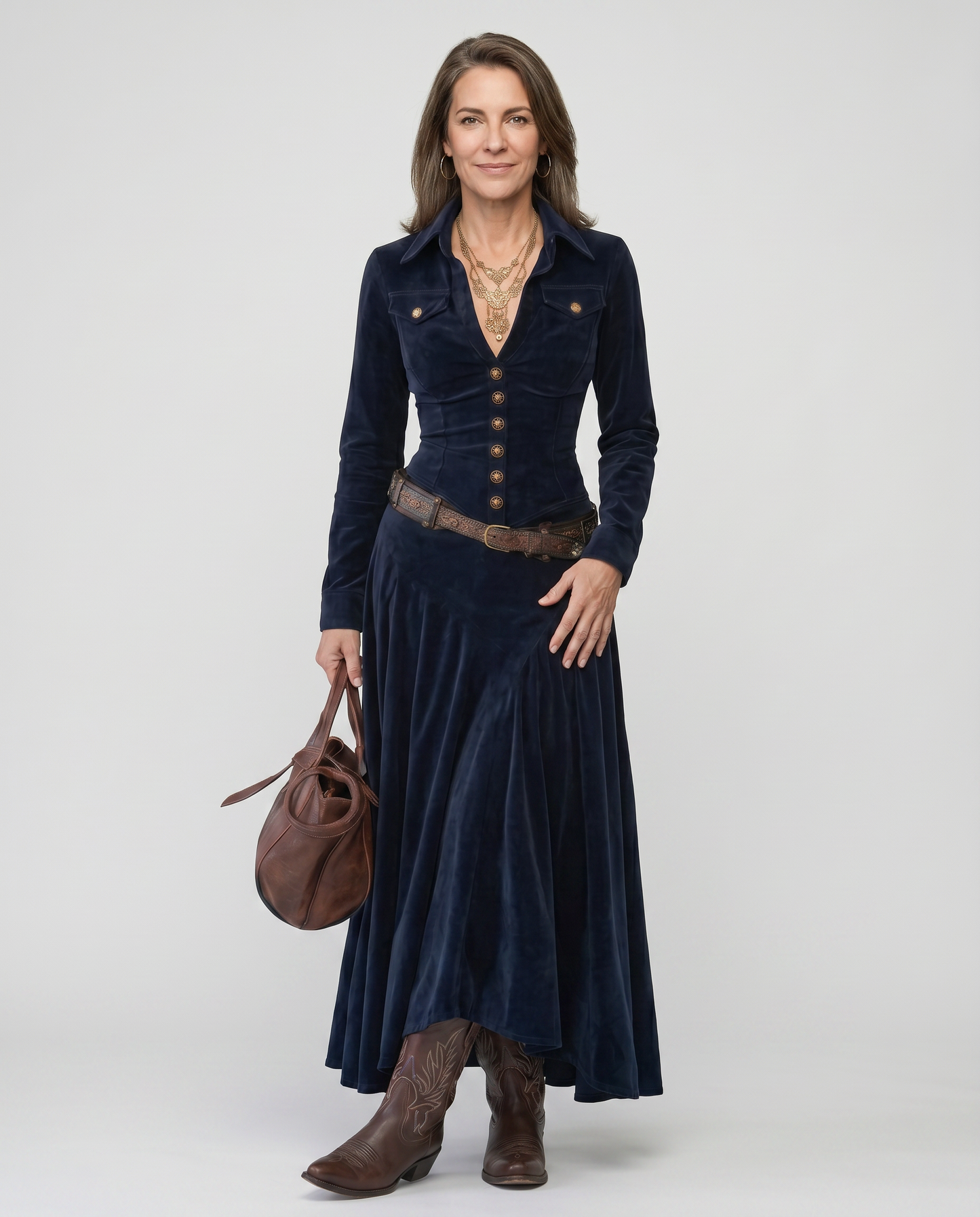 EB MILANA™ | VESTIDO LARGO DE ANTE