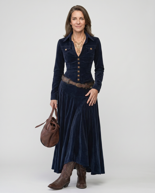 EB MILANA™ | VESTIDO LARGO DE ANTE