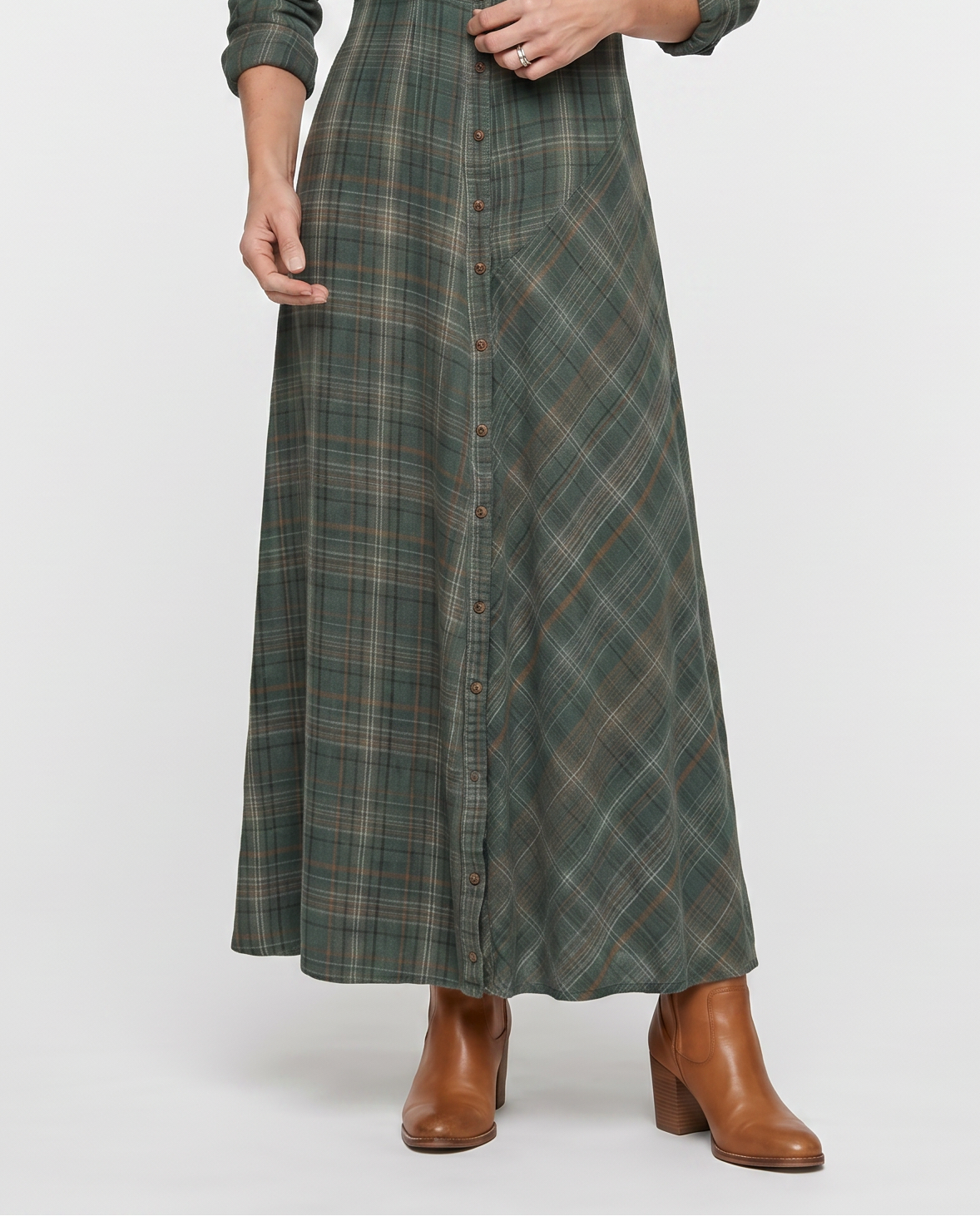 EB KARINA™ | VESTIDO LARGO A CUADROS VERDE