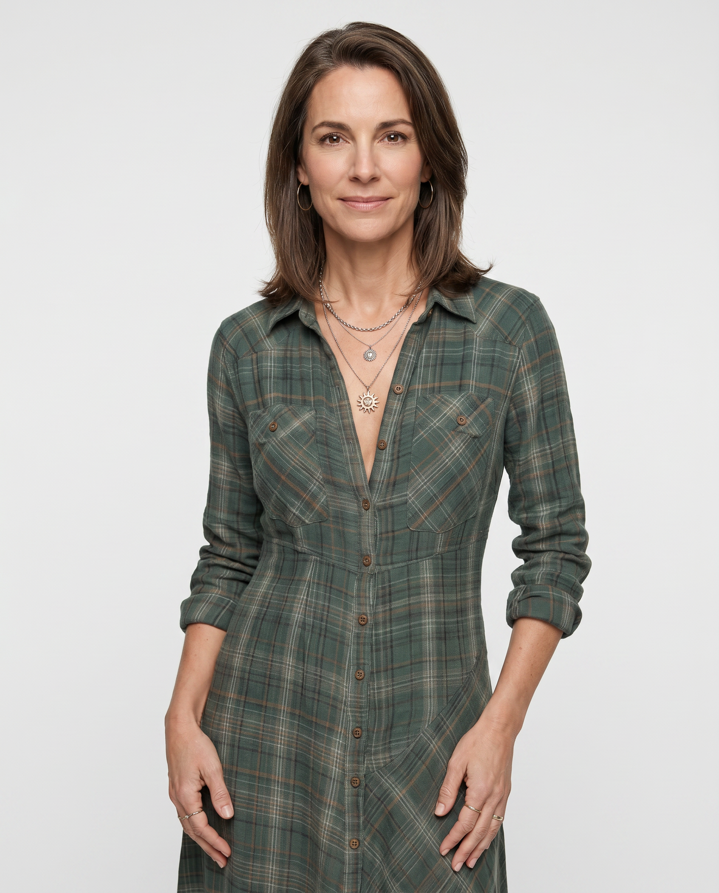 EB KARINA™ | VESTIDO LARGO A CUADROS VERDE