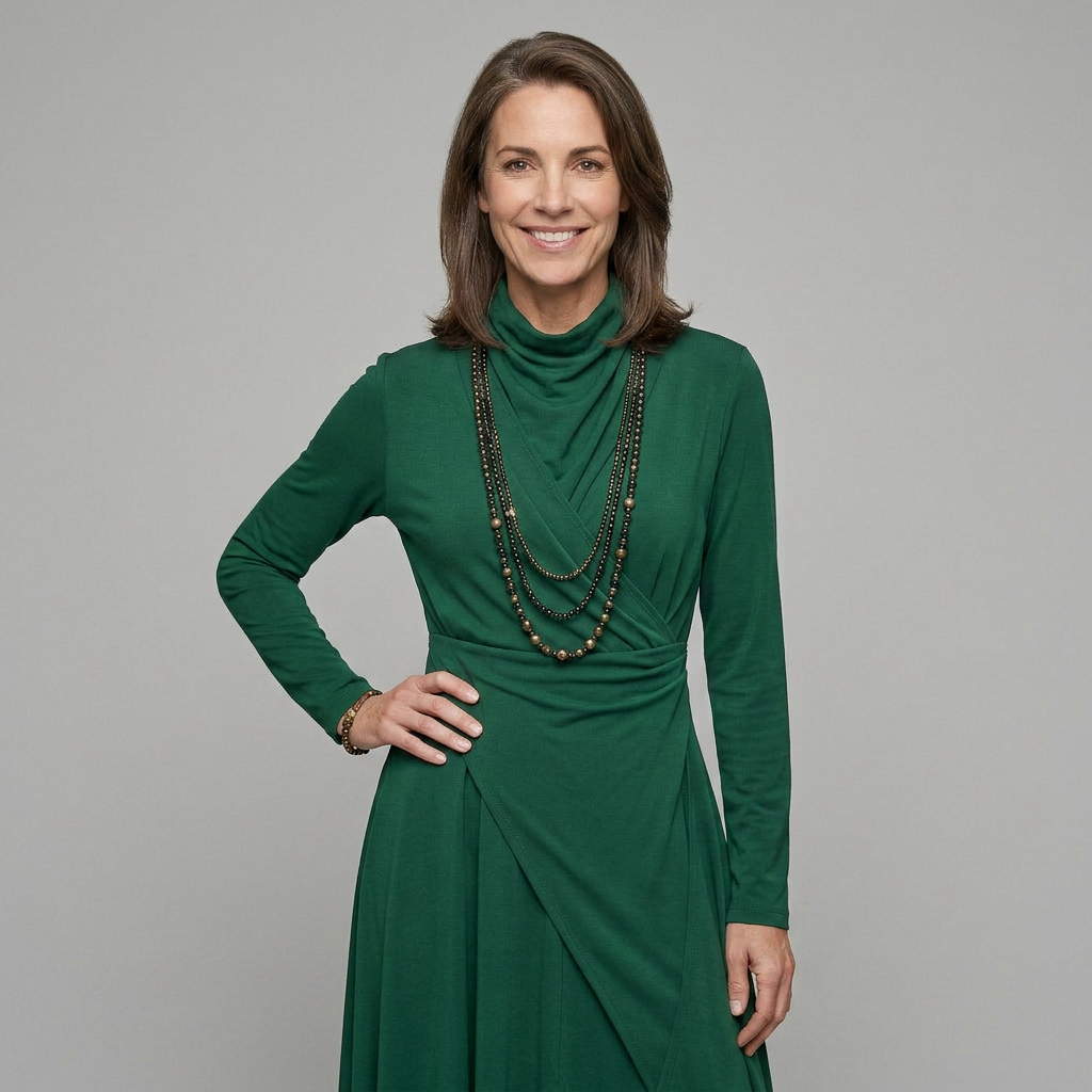 EB SANDRA™ | VESTIDO LARGO PLISADO ASIMÉTRICO CON CUELLO ALTO MORADO