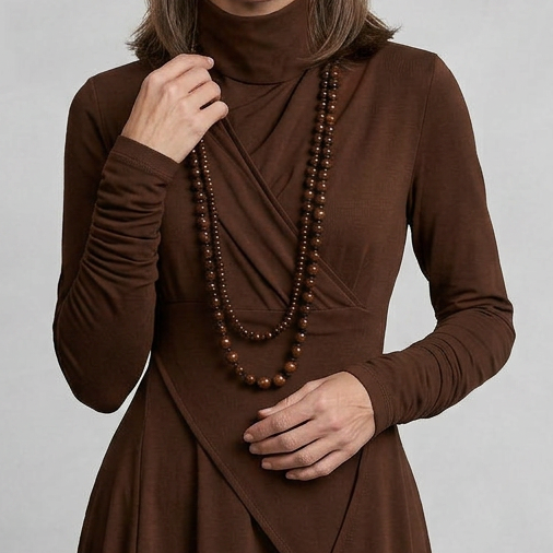 EB SANDRA™ | VESTIDO LARGO PLISADO ASIMÉTRICO CON CUELLO ALTO MORADO