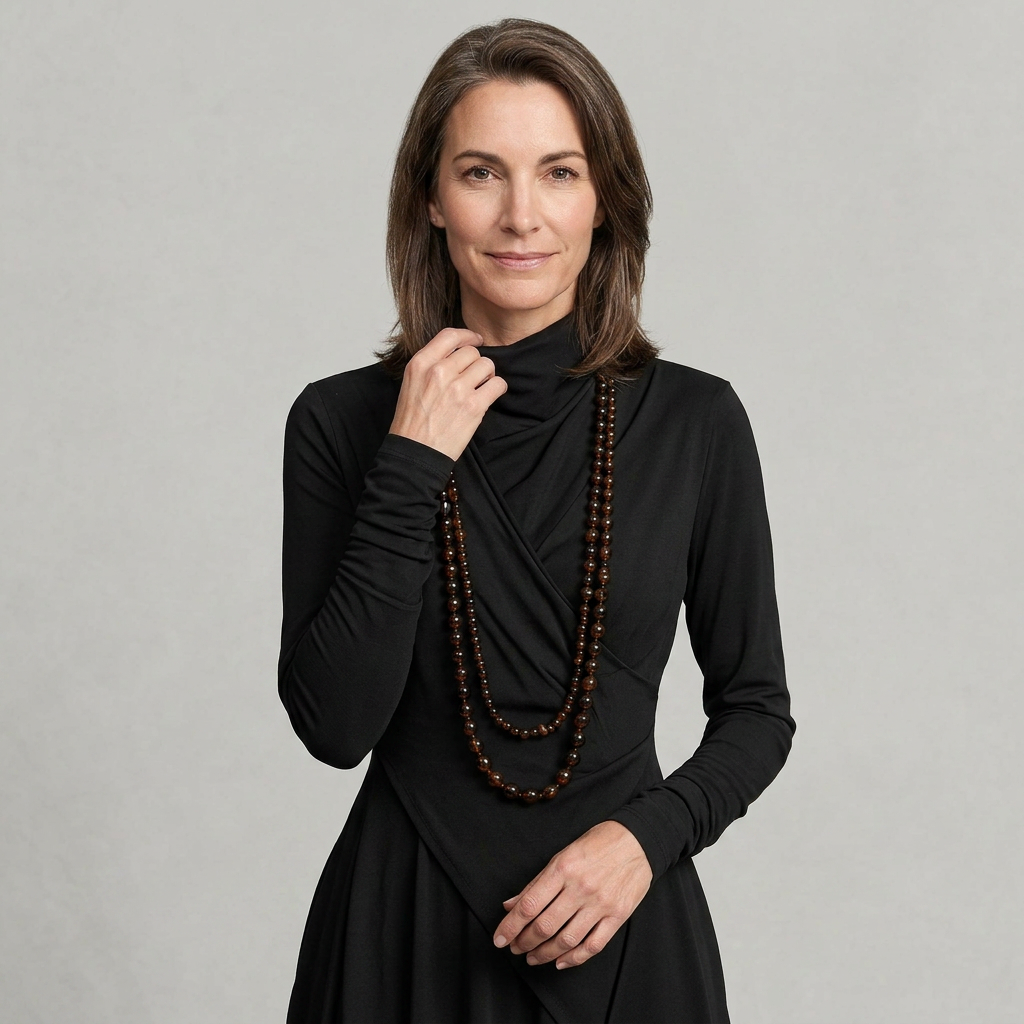 EB SANDRA™ | VESTIDO LARGO PLISADO ASIMÉTRICO CON CUELLO ALTO MORADO