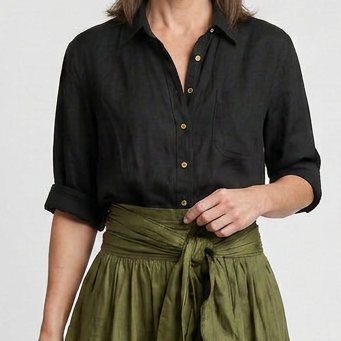 EVA BLANCA™ Vera – Conjunto Elegante de Dos Piezas (Blusa Negra y Falda Midi Verde Oliva)